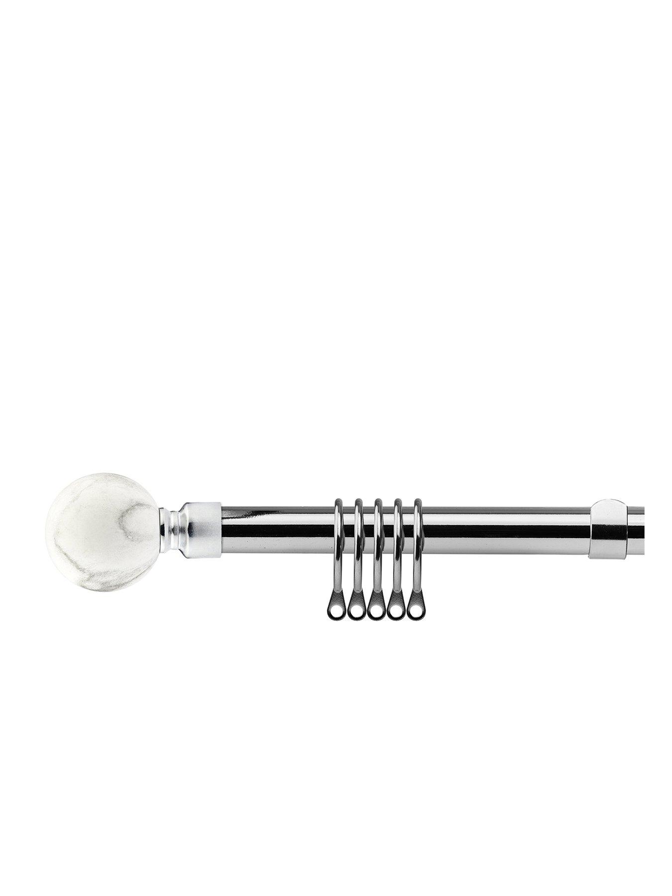 undefined Extendable Curtain Pole Kit with Marble Ball Finials