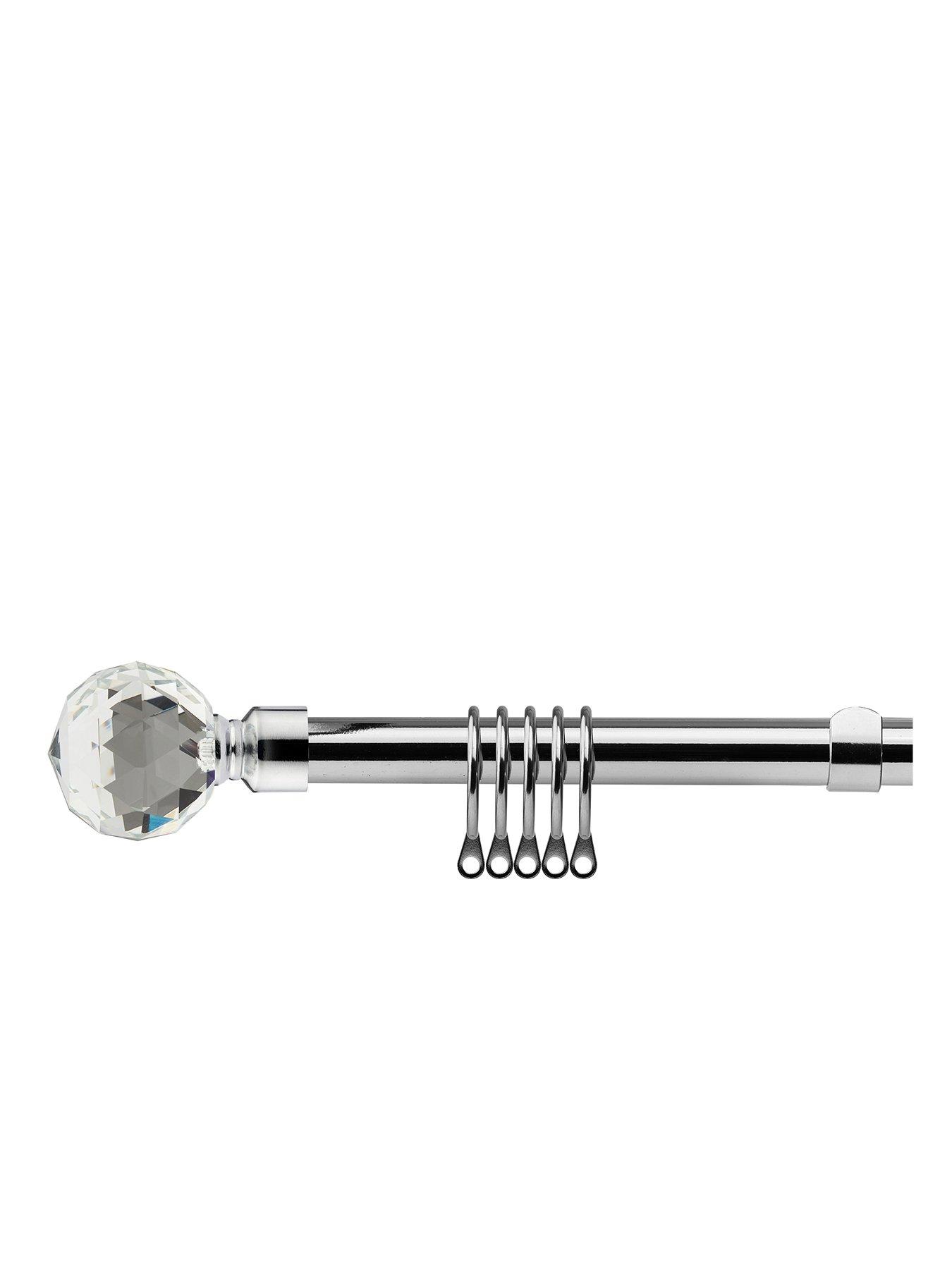 undefined Extendable Curtain Pole Kit with Crystal Finials