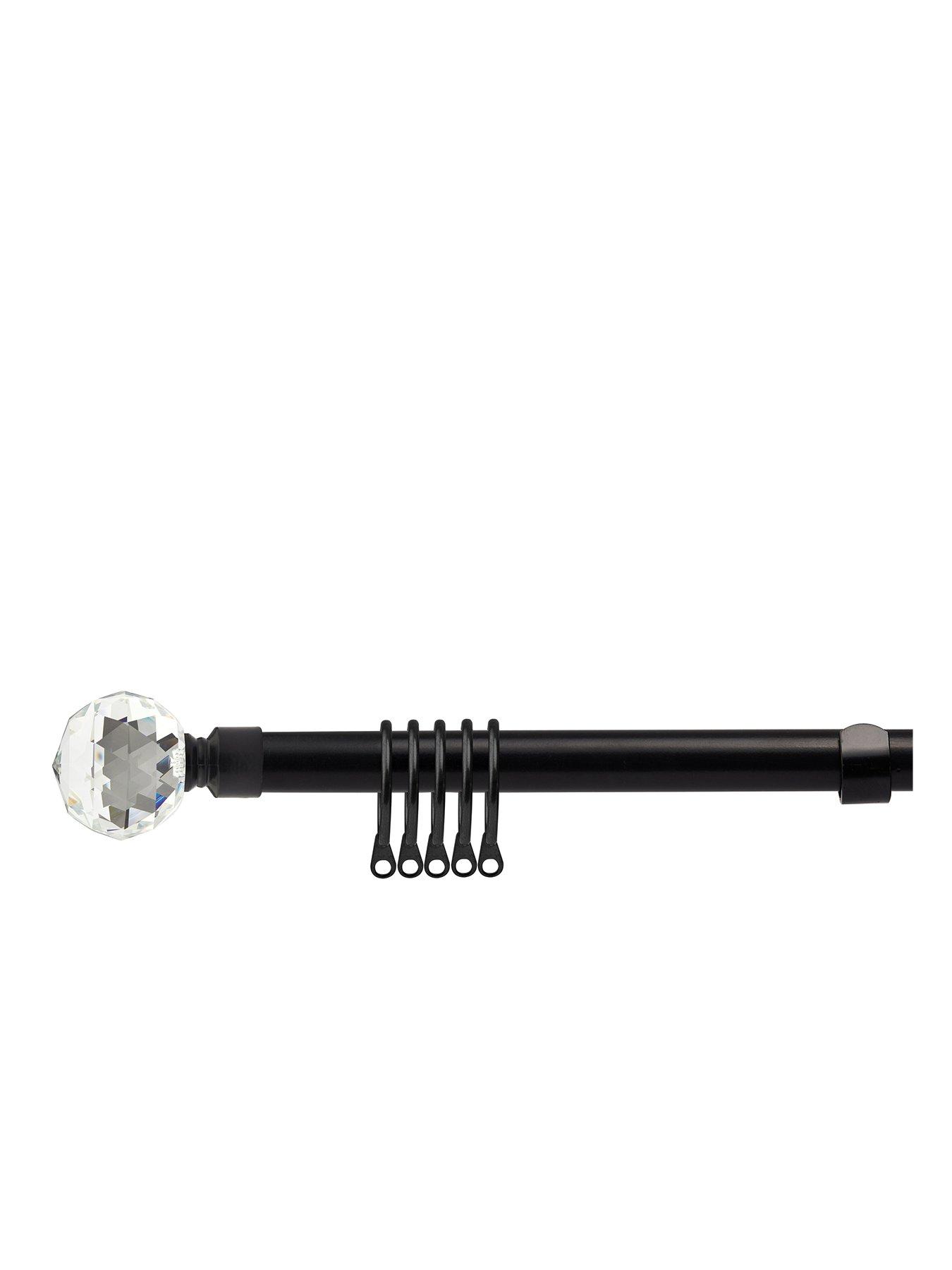 The Very Collection Extendable Curtain Pole Kit with Crystal Finials