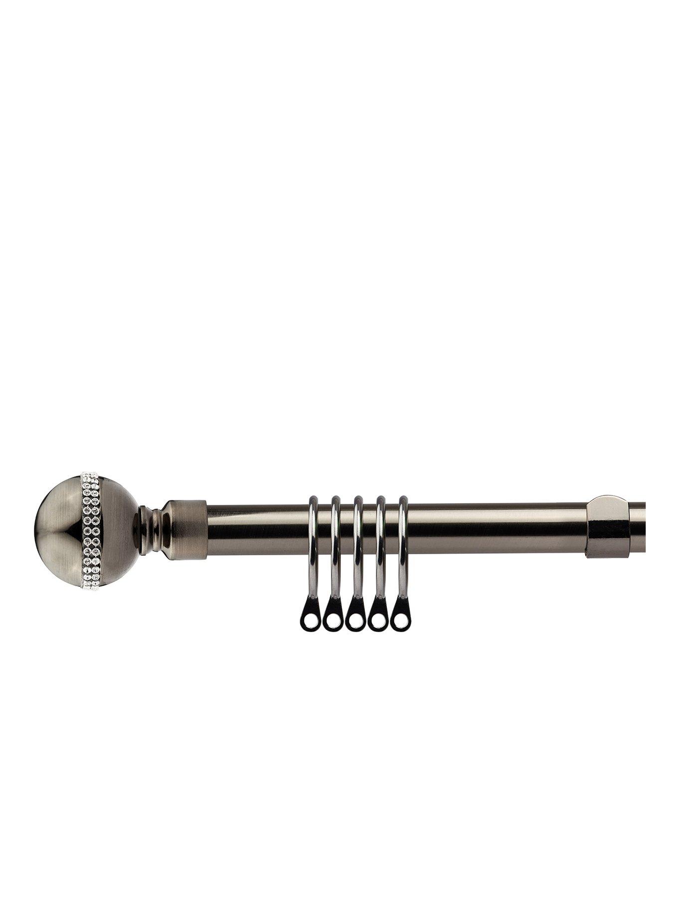 undefined Extendable Curtain Pole Kit with Bling Finials