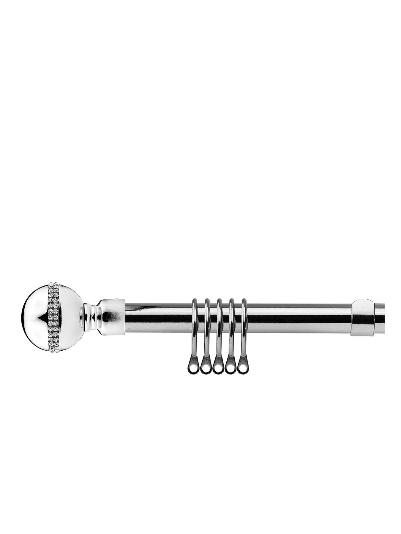 undefined Extendable Curtain Pole Kit with Bling Finials
