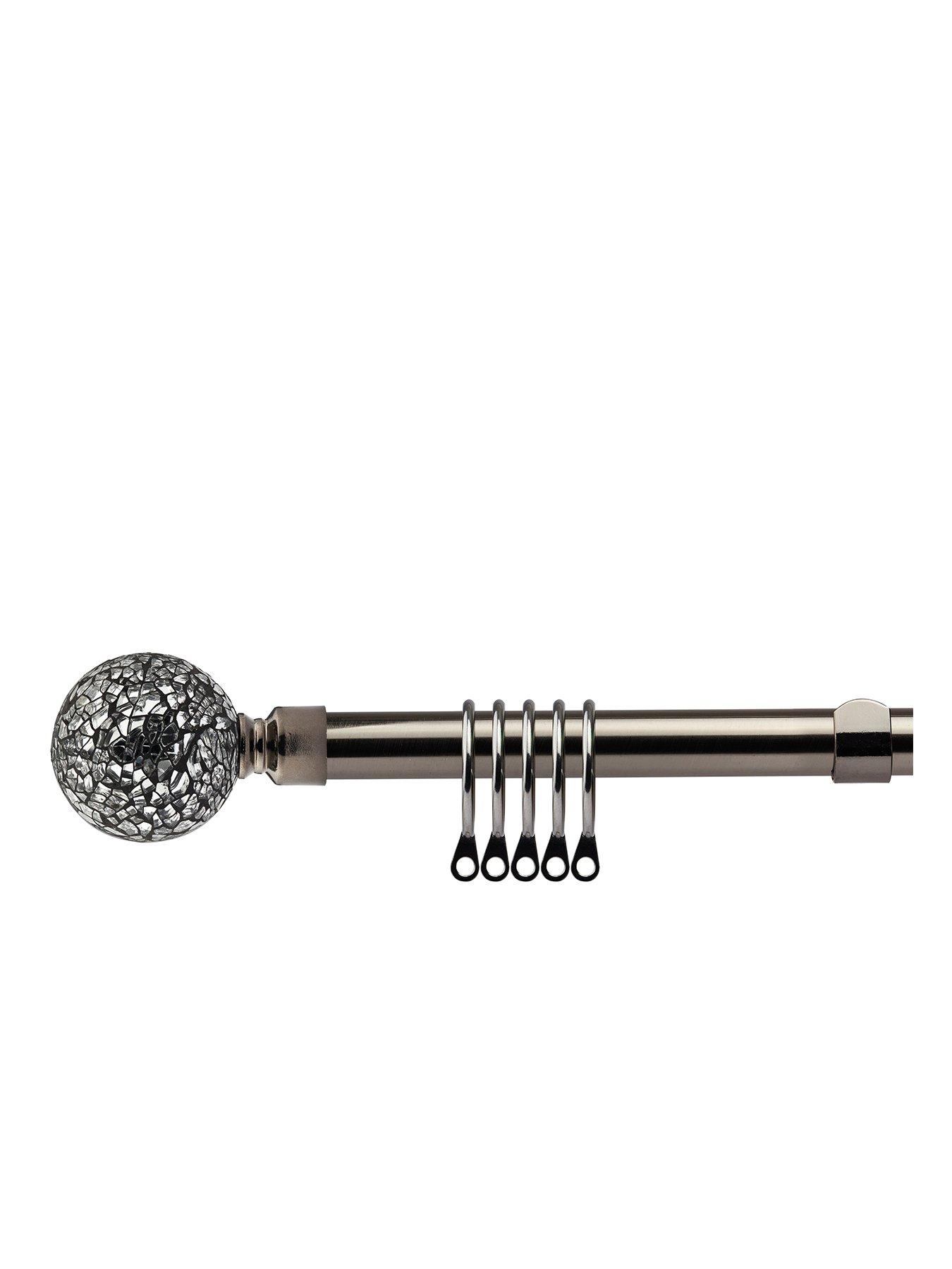 Very Home Extendable Curtain Pole Kit With Cut Glass Finials - 1.2 To 2.1m