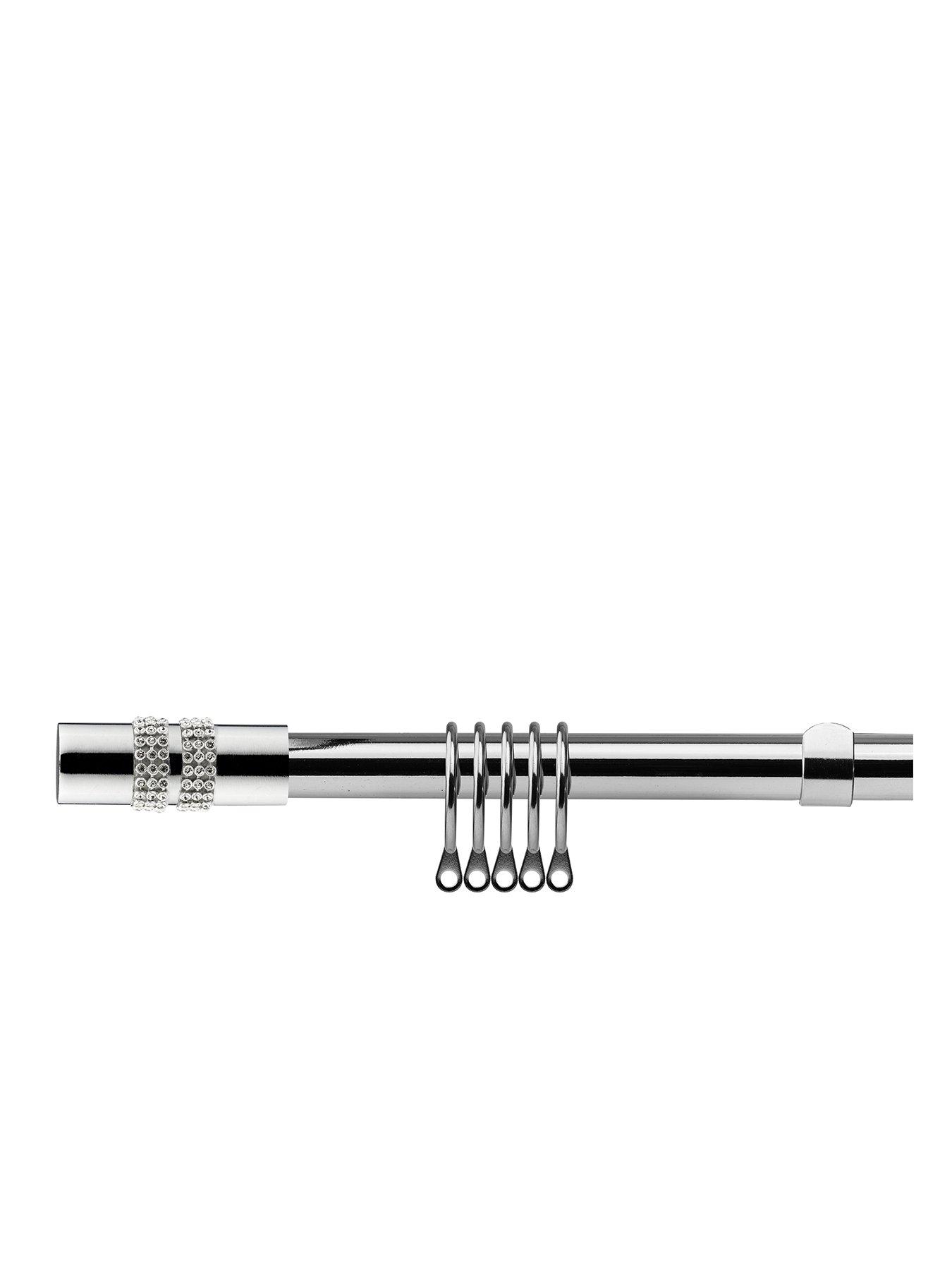 The Very Collection Extendable Curtain Pole Kit with Diamante Finials