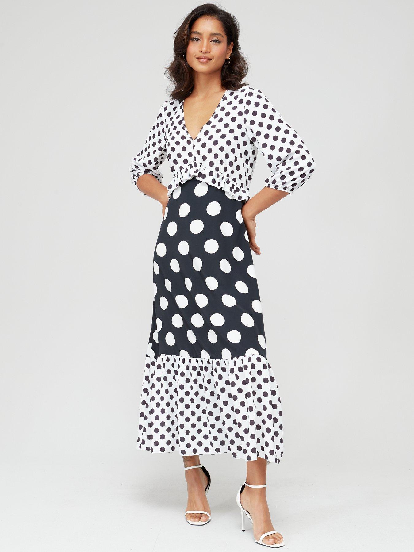 Black and white spotty best sale maxi dress