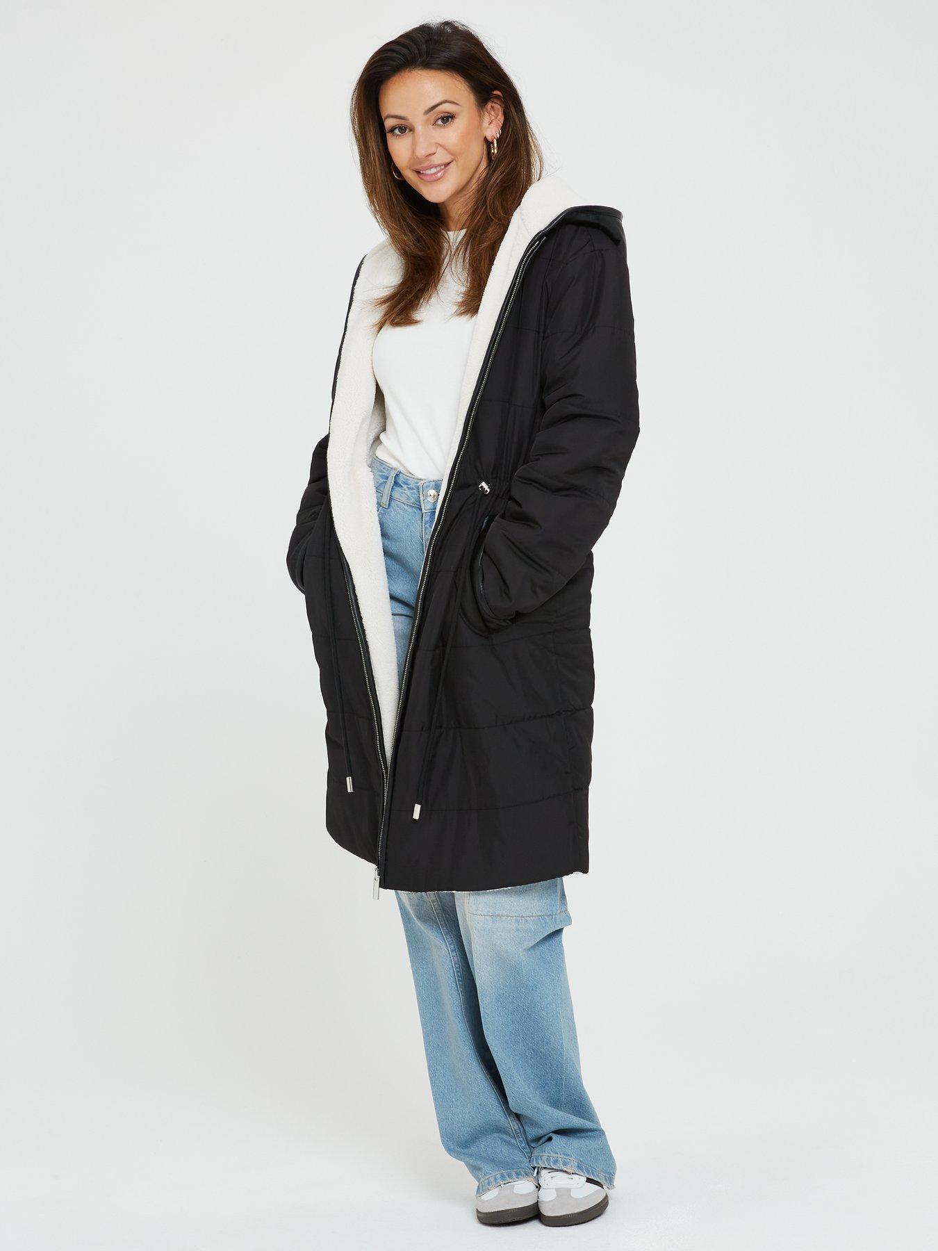 Reversable Oversized Teddy Hooded Jacket Womens