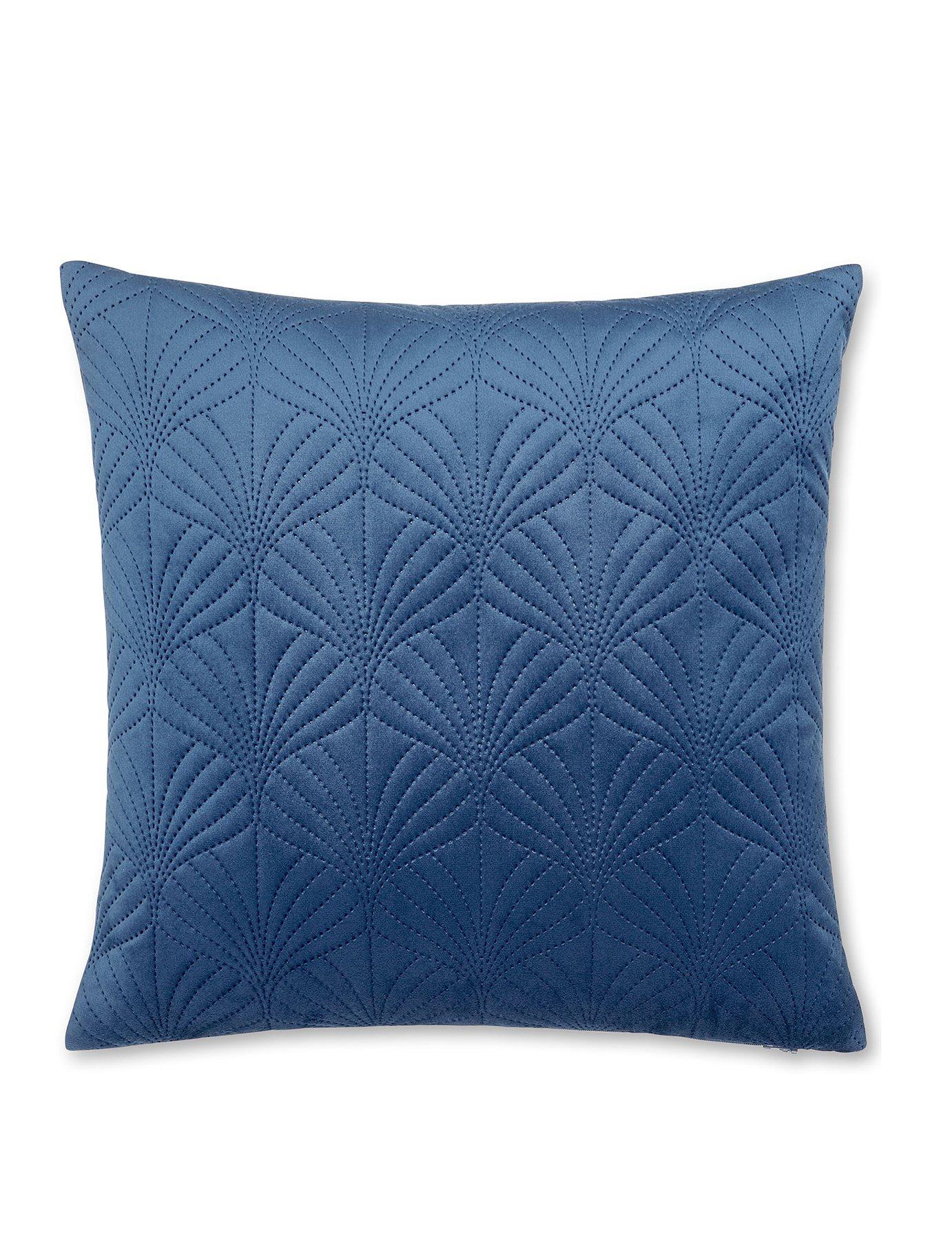 Image 1 of 2 of Catherine Lansfield Art Deco Pearl Filled Cushion in Navy