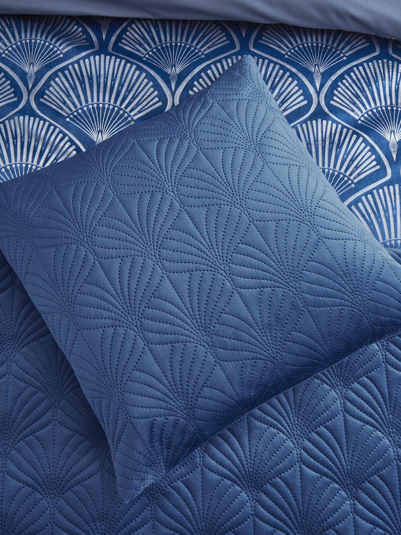 Image 2 of 2 of Catherine Lansfield Art Deco Pearl Filled Cushion in Navy