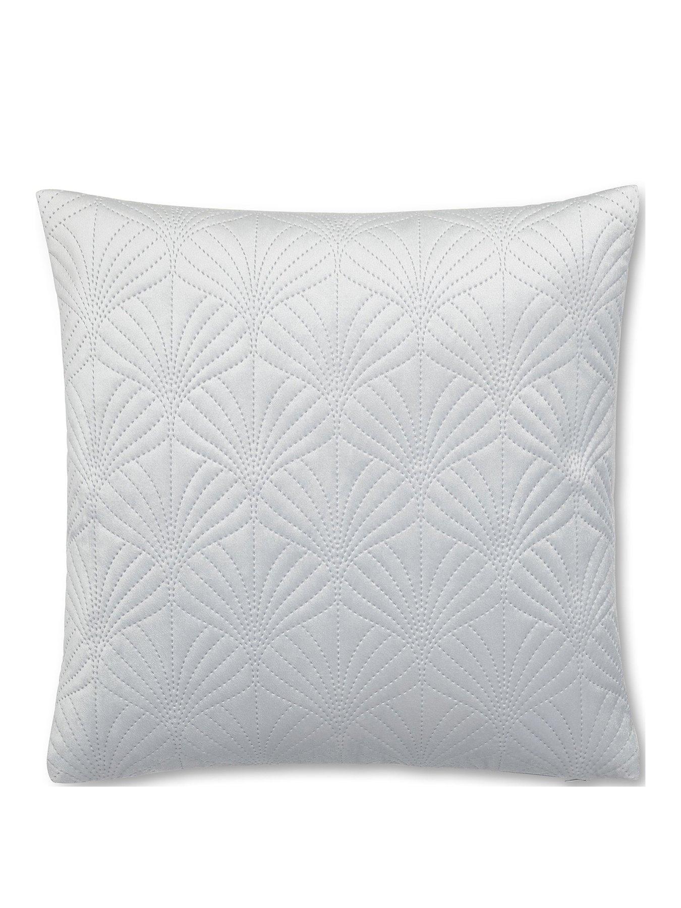 Product photograph of Catherine Lansfield Art Deco Pearl Filled Cushion 45x45in Silver from very.co.uk