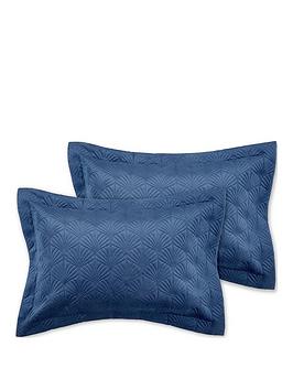 Product photograph of Catherine Lansfield Art Deco Pearl Pillowsham Pair In Navy from very.co.uk