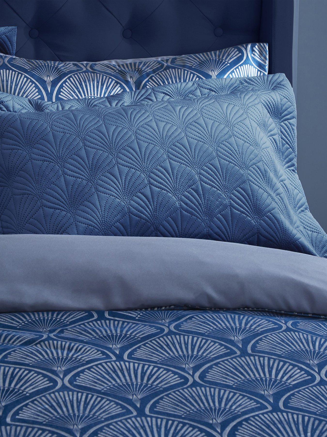 Catherine Lansfield Tende Con Occhielli Blu Navy - Design Art Déco Perla 150x200 Cm, 100% Poliestere