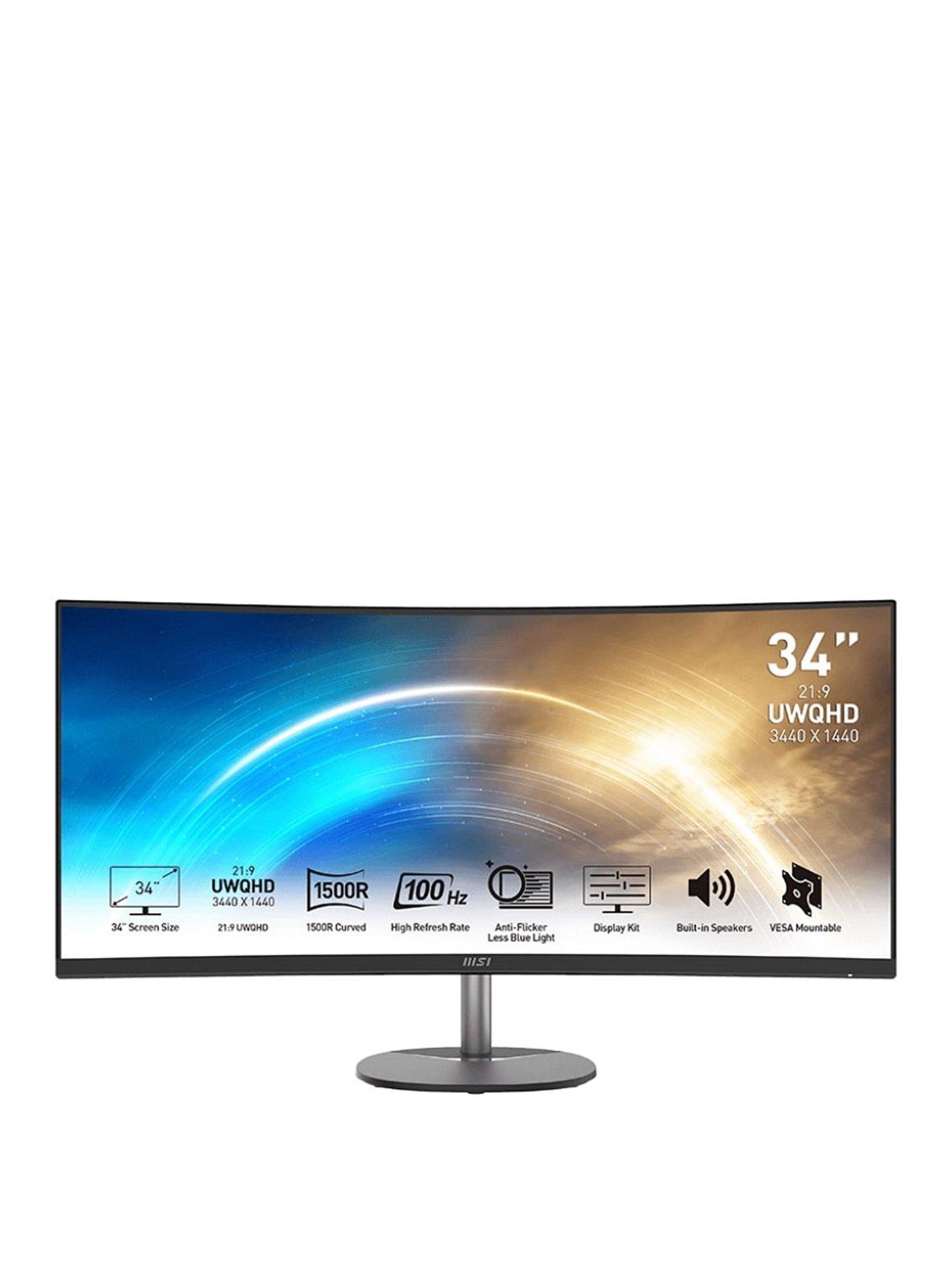 MSI PRO MP341CQ 34-inch, Quad HD, 100Hz, AMD Freesync, Curved Gaming Monitor with Built-in Speakers
