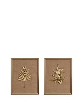 Product photograph of Hestia Set Of 2 Framed Canvas Fern Palm Leaf from very.co.uk