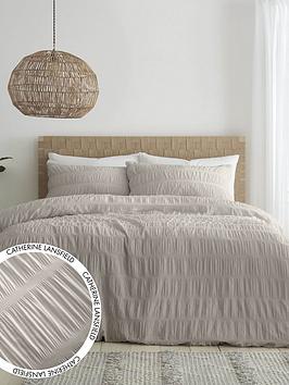 Product photograph of Catherine Lansfield Seersucker Duvet Cover Set In Natural from very.co.uk