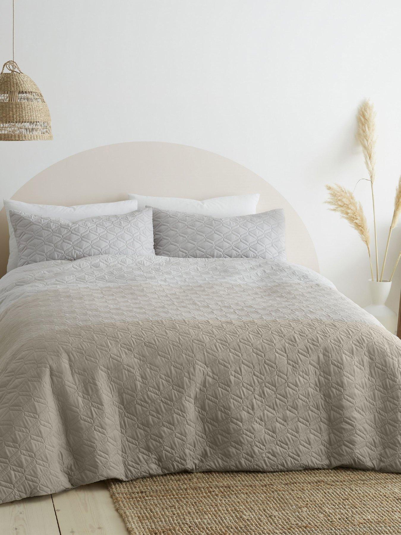 Product photograph of Catherine Lansfield Ombre Geo Duvet Cover Set - Natural from very.co.uk