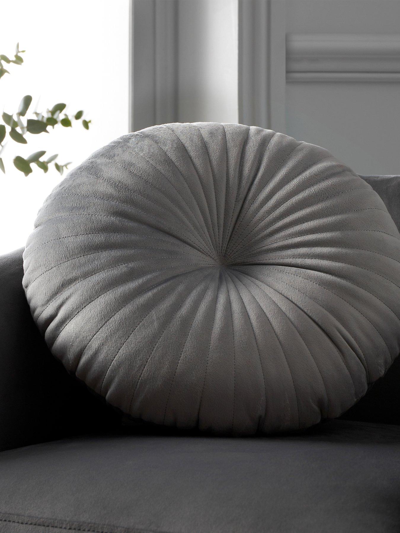 Product photograph of Catherine Lansfield Round Filled Cushion - Grey from very.co.uk