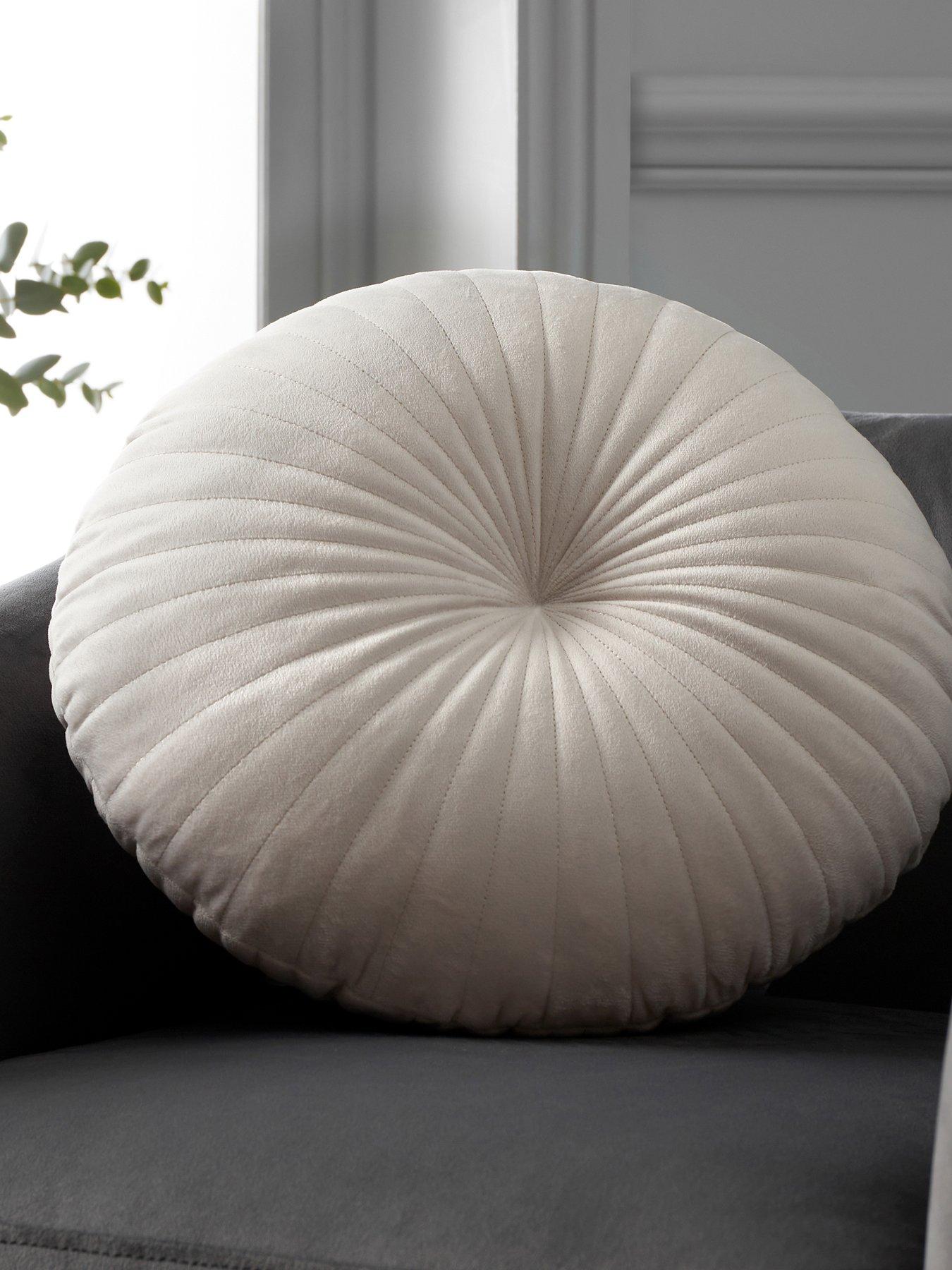 Product photograph of Catherine Lansfield Round Filled Cushion - Natural from very.co.uk