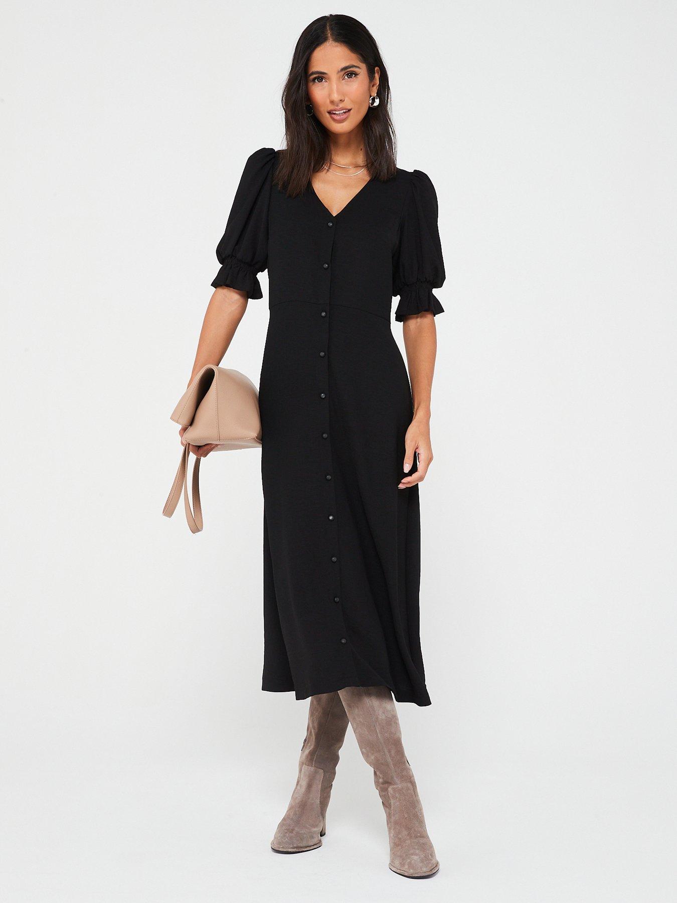 Short sleeve 2025 button midi dress