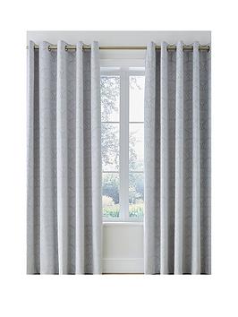 Product photograph of Catherine Lansfield Art Deco Pearl Eyelet Curtains In Silver from very.co.uk