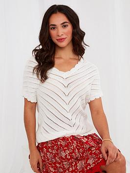 Joe Browns Summer Essential Knitted Top - Antique White, White, Size 14, Women