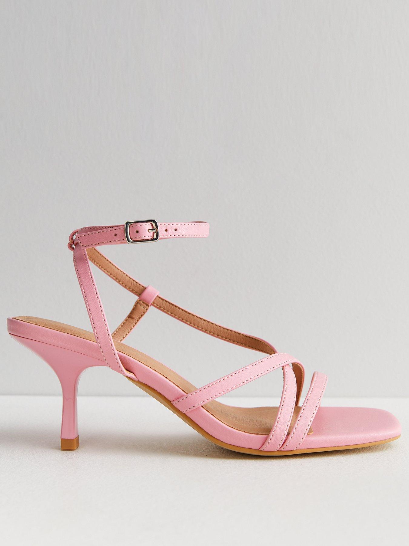 New Look Pink LeatherLook Strappy Stiletto Kitten Heel Sandals very
