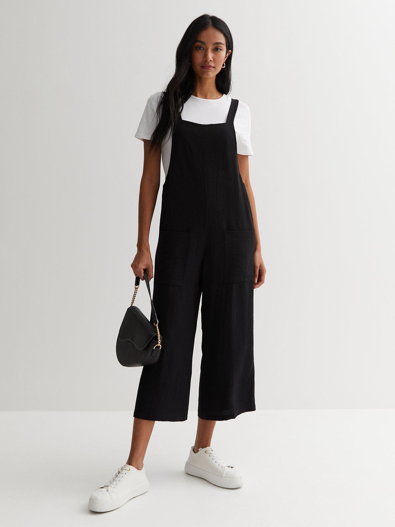 Wide leg hot sale cropped overalls