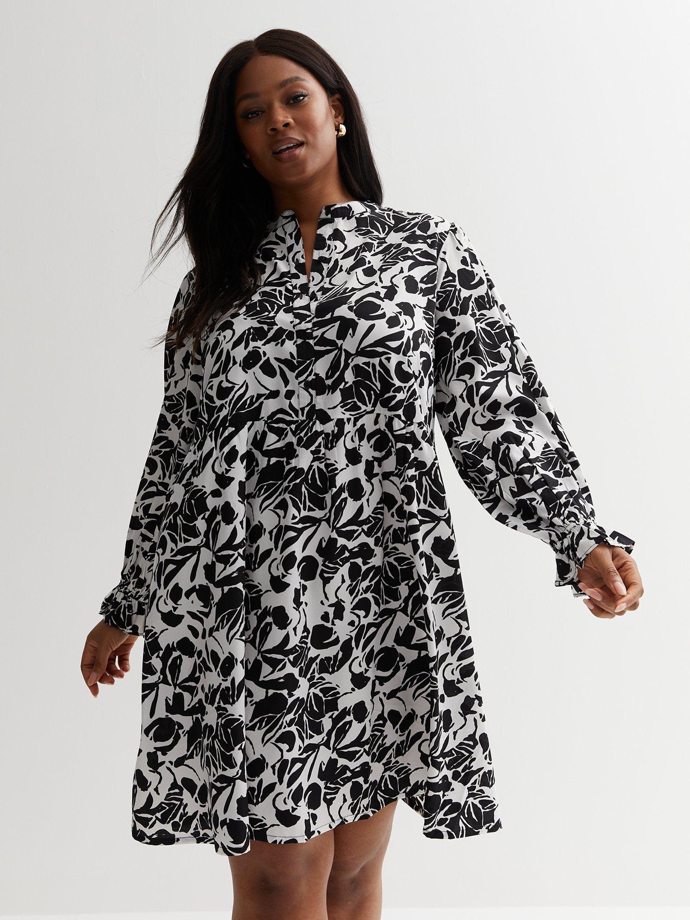 Black button smock dress sale