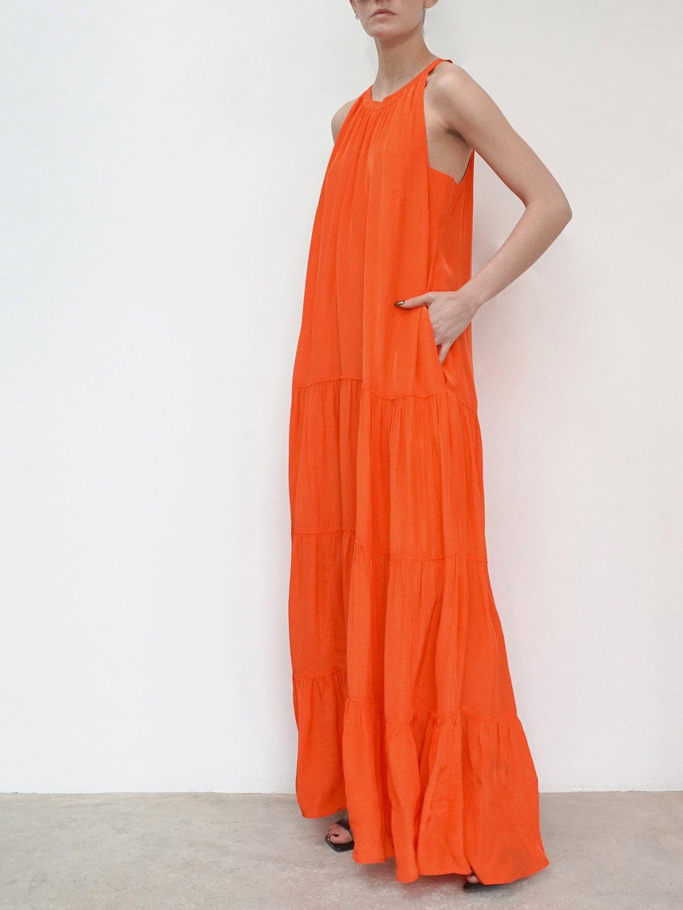 Orange best sale long dress