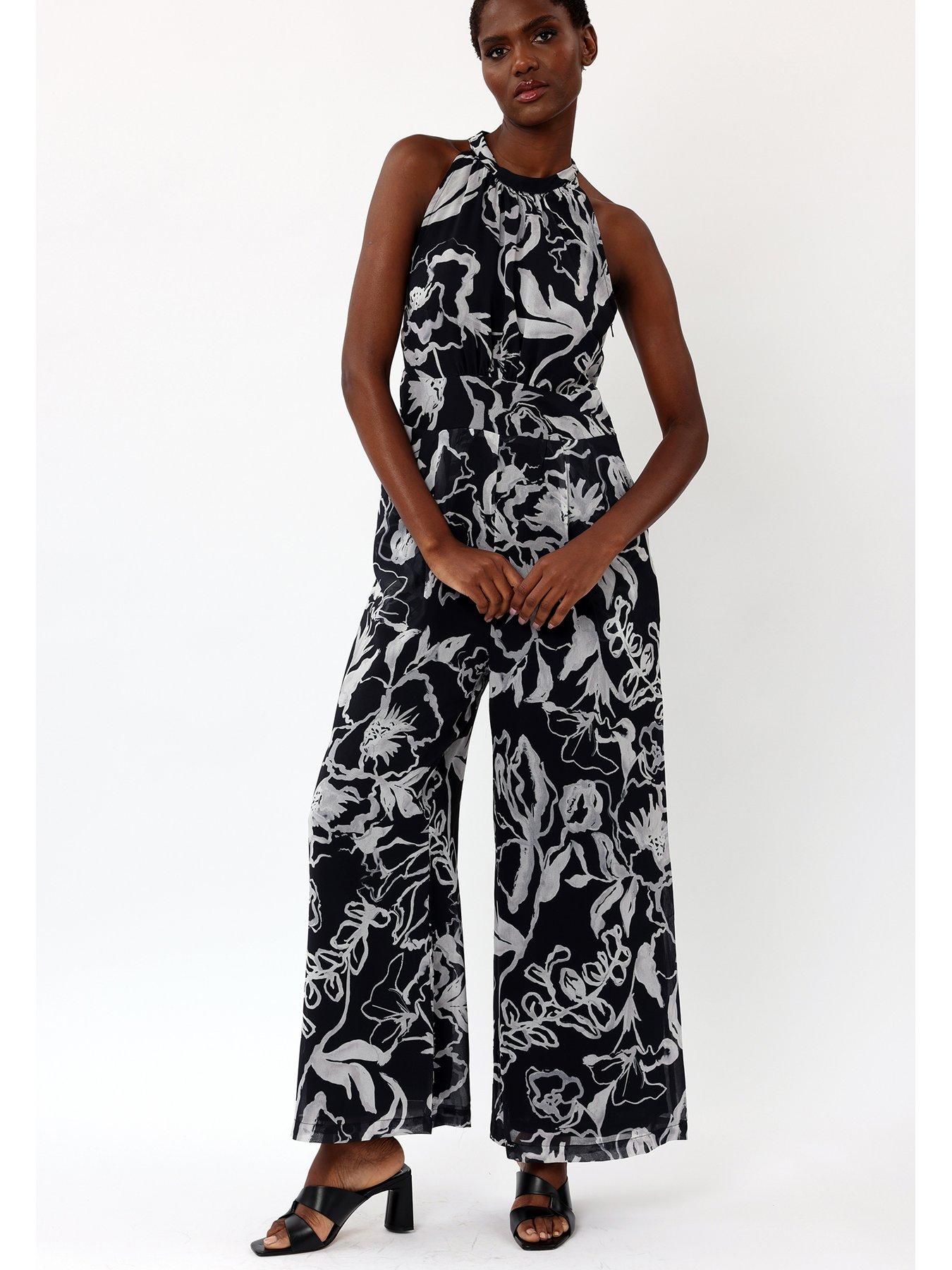 Printed jumpsuit, black