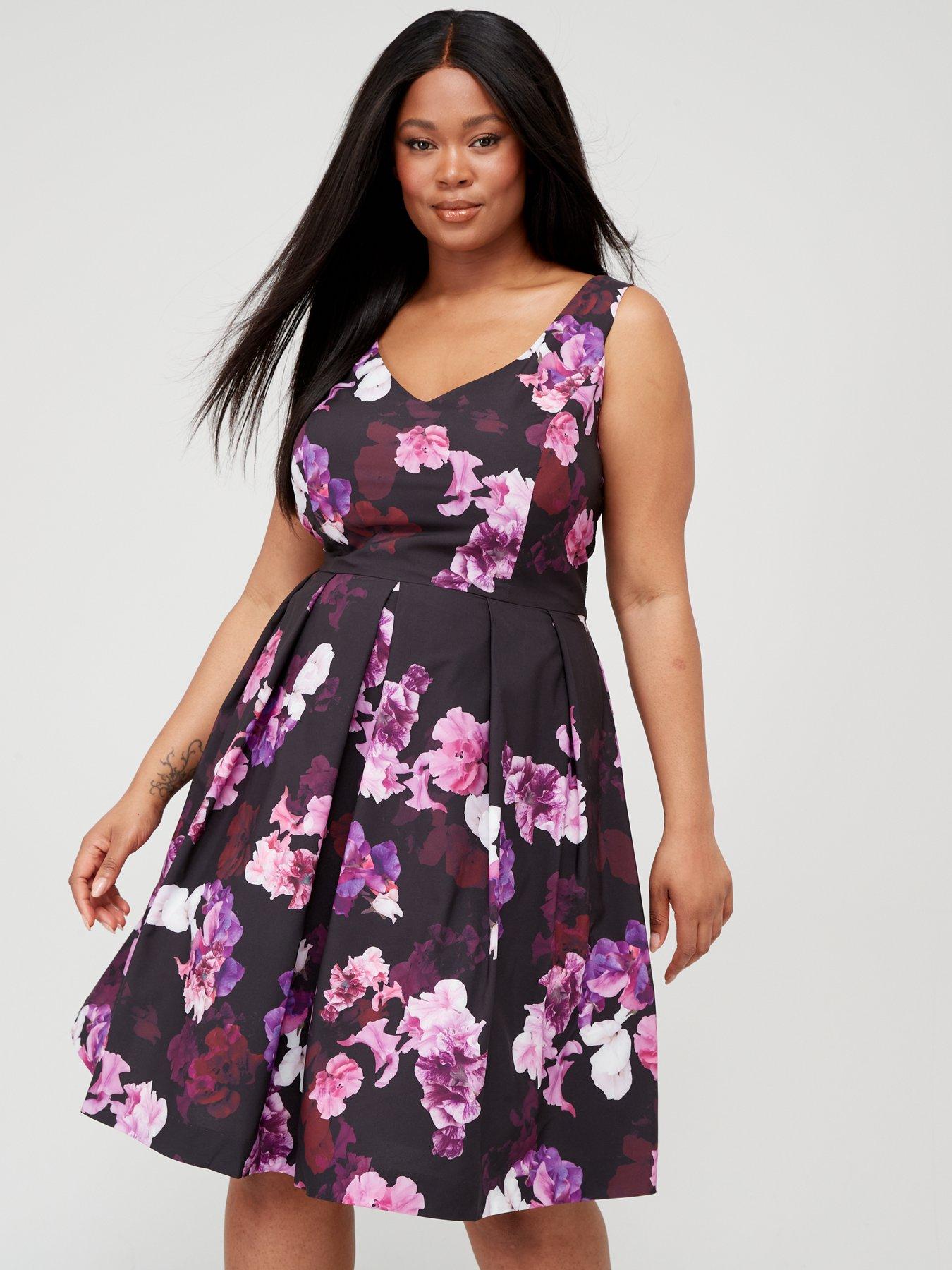 City chic black floral dress sale