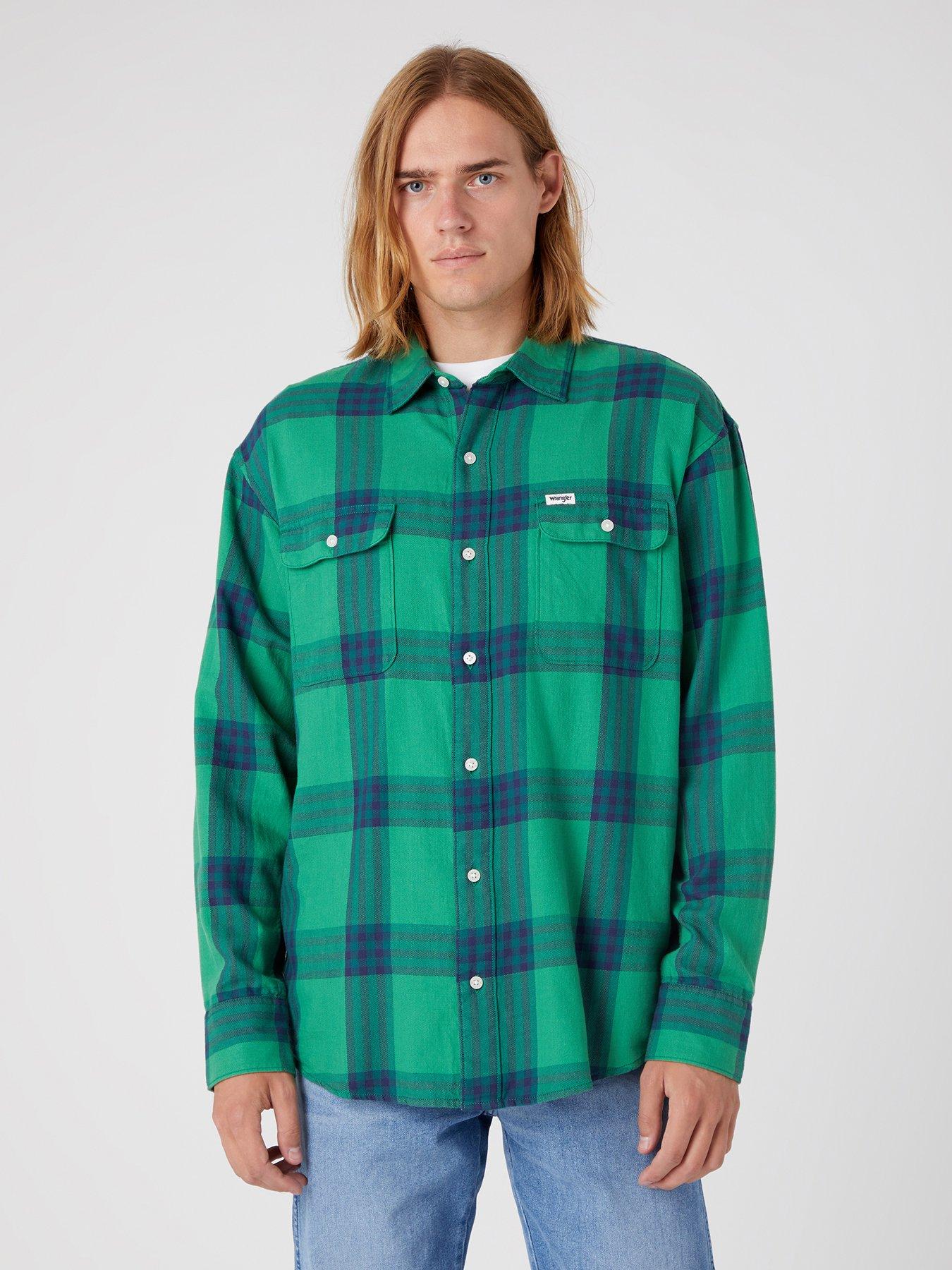 wrangler-patch-pocket-check-long-sleeve-shirt-green