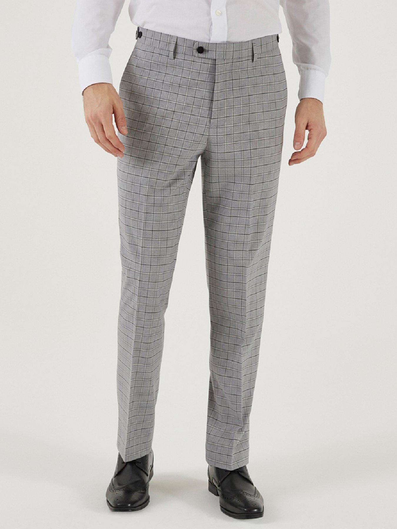 Skopes Brook Tailored Check Trousers - Light Grey