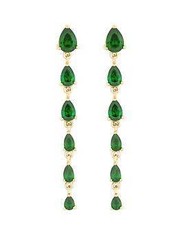 jon richard gold plated emerald linear pear drop earrings