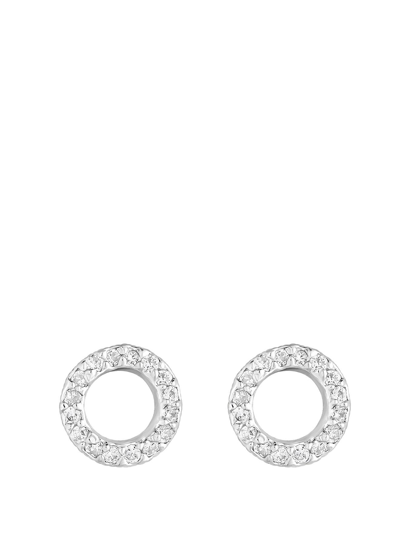 Product photograph of Simply Silver Sterling Silver 925 Cubic Zirconia Mini Round Stud Earrings from very.co.uk