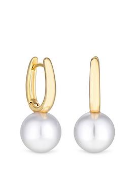 jon richard gold plated pearl drop hoop earrings