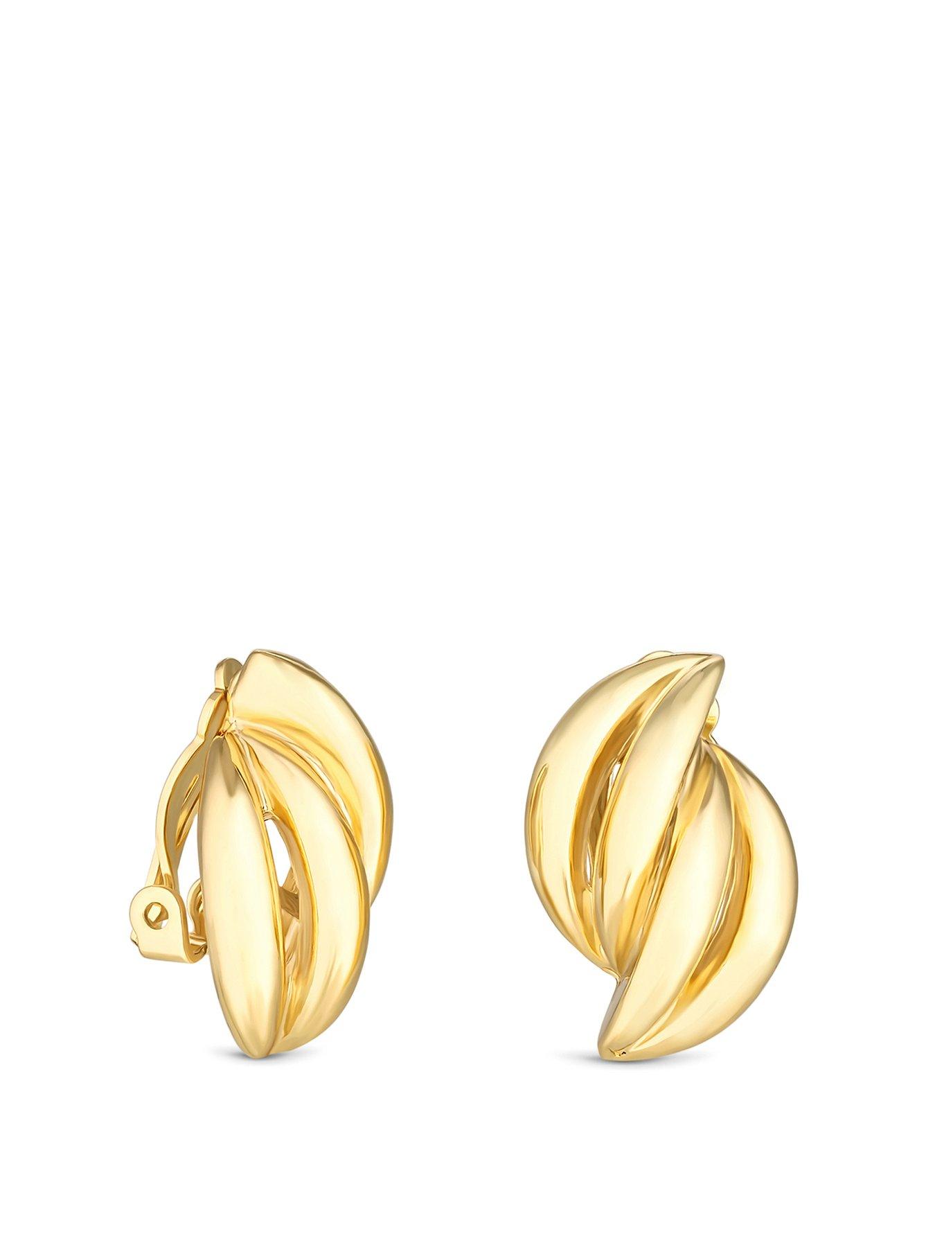 Product photograph of Jon Richard Gold Plated Polished Layered Clip Earrings from very.co.uk