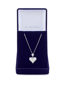 jon richard rhodium plated cubic zirconia mixed stone heart pendant necklace - gift boxed