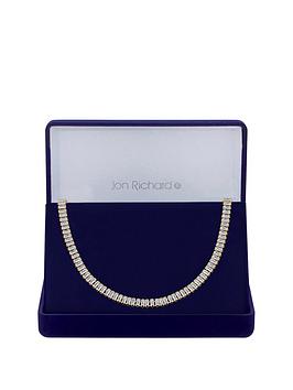 jon richard gold plated cubic zirconia baguette collar necklace - gift boxed