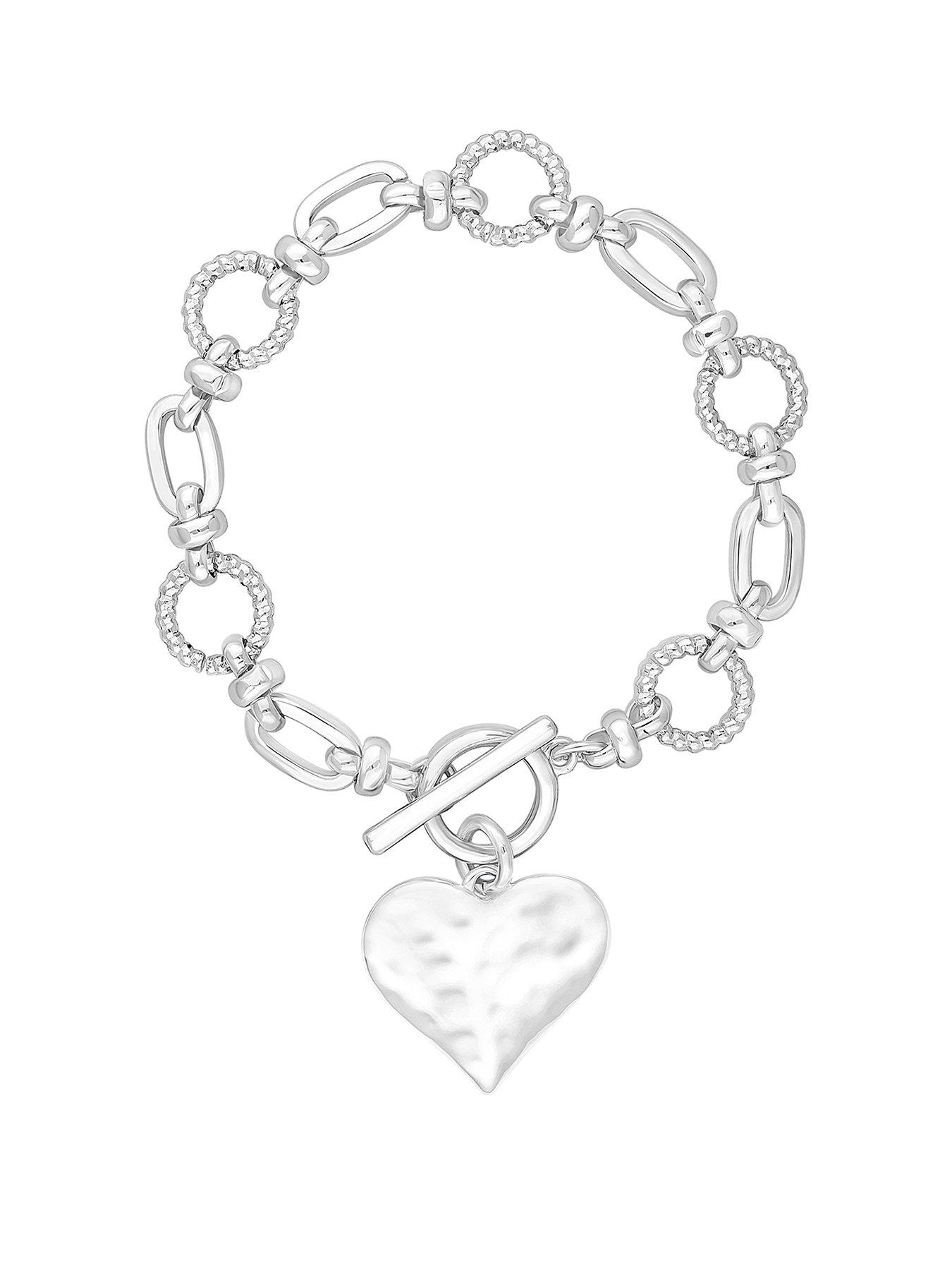 undefined Silver Molten Heart Ball Chain Bracelet