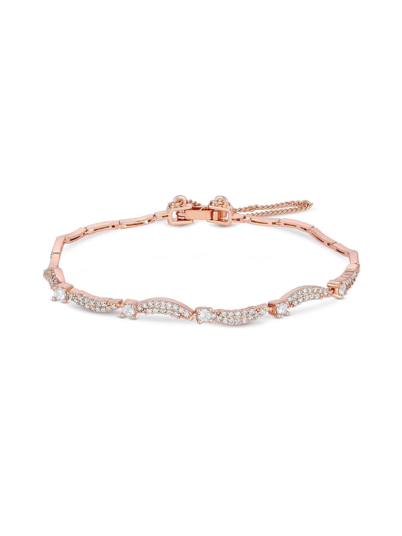 Jon Richard Rose Gold Plated Center Stone Tennis Toggle Bracelet