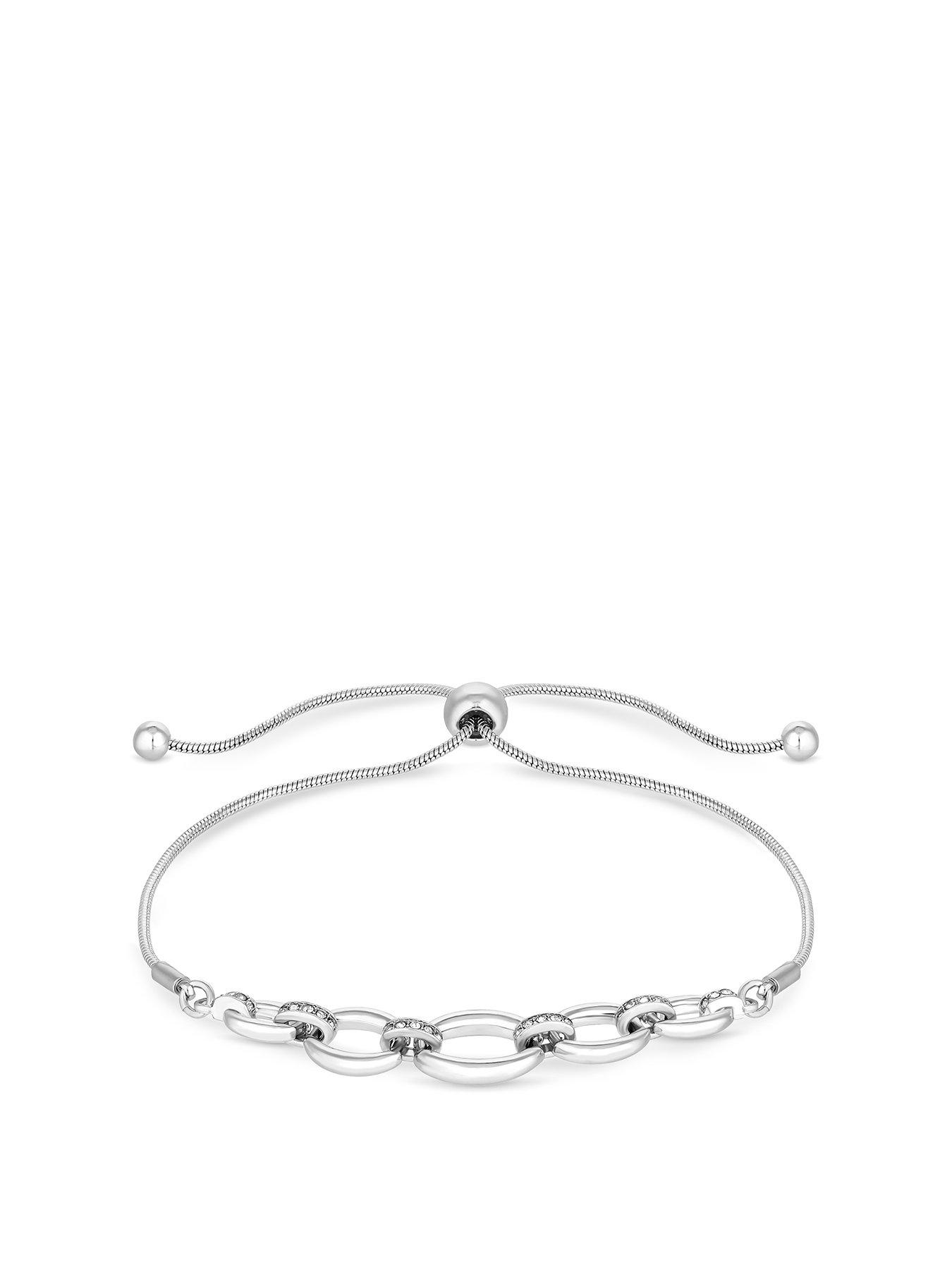 Product photograph of Jon Richard Silver Plated Polished Link Chain Bracelet from very.co.uk