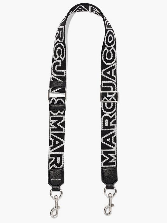 MARC JACOBS Outline Logo Thin Webbing Strap - Black/Silver | very.co.uk