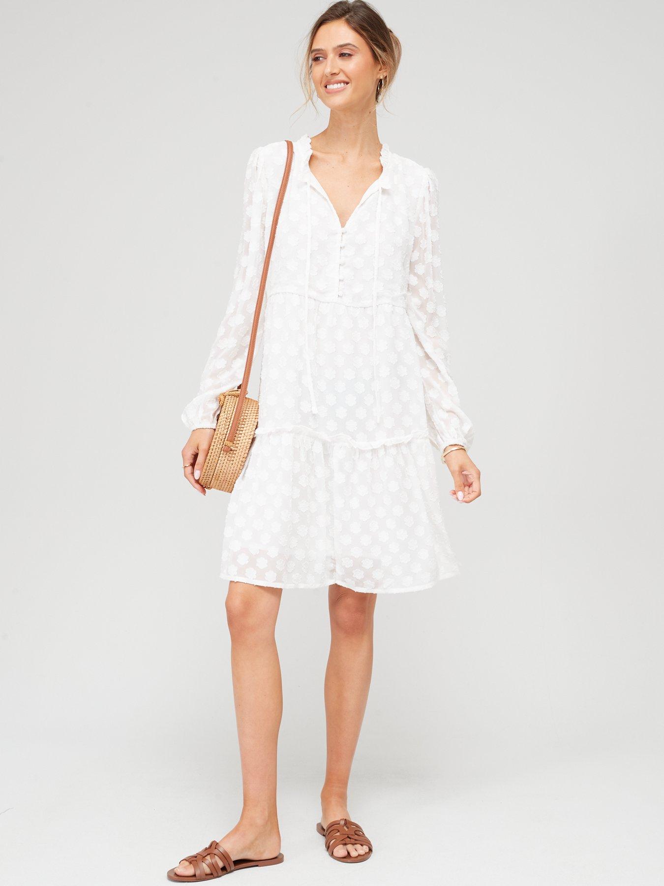 The White Jacquard Sling Mini Dress