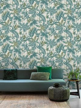 Product photograph of Rasch Emporium Ii Shimmering Oasis Wallpaper In Teal from very.co.uk