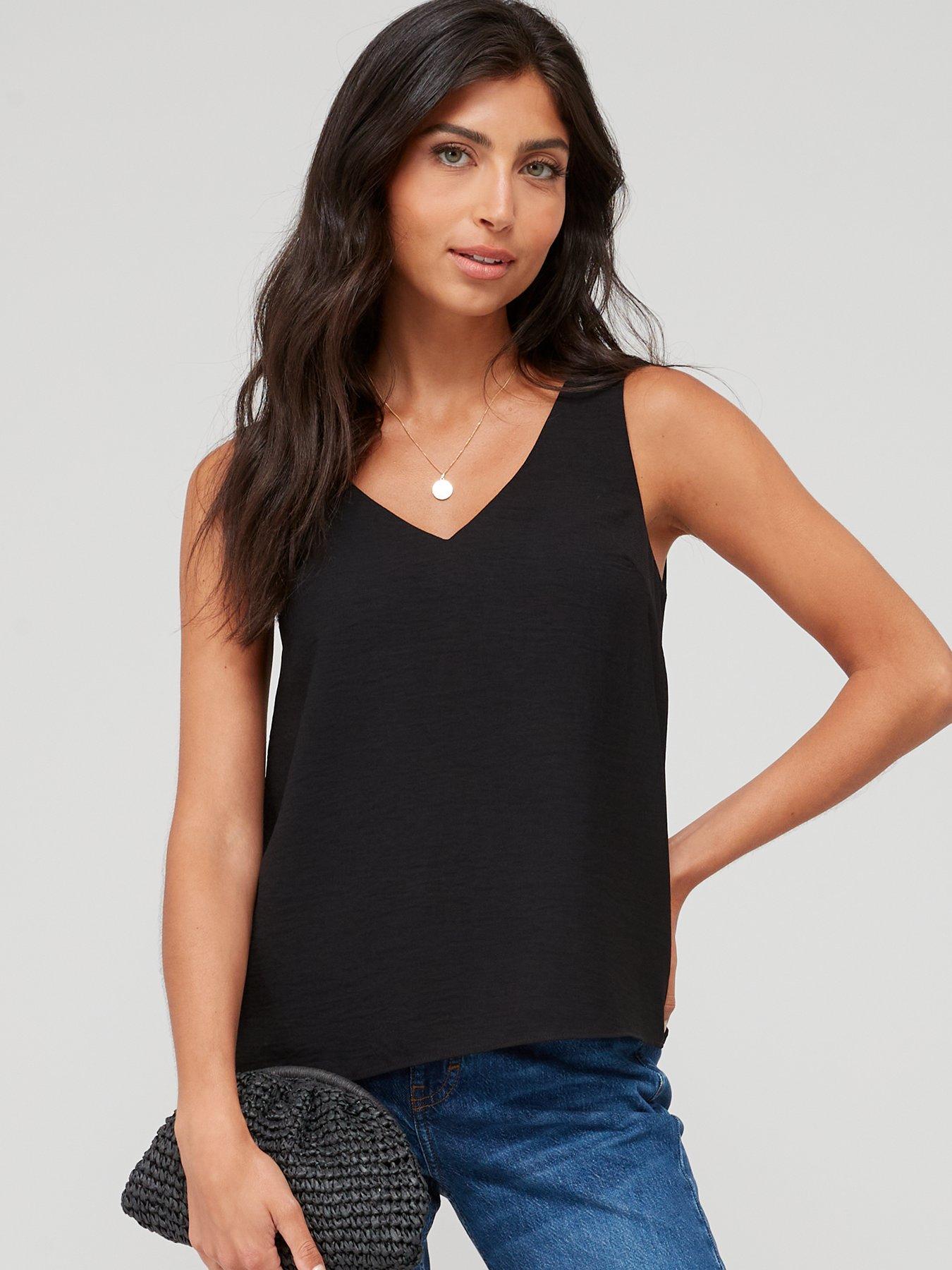 The Very Collection Cami Solid Top - Black