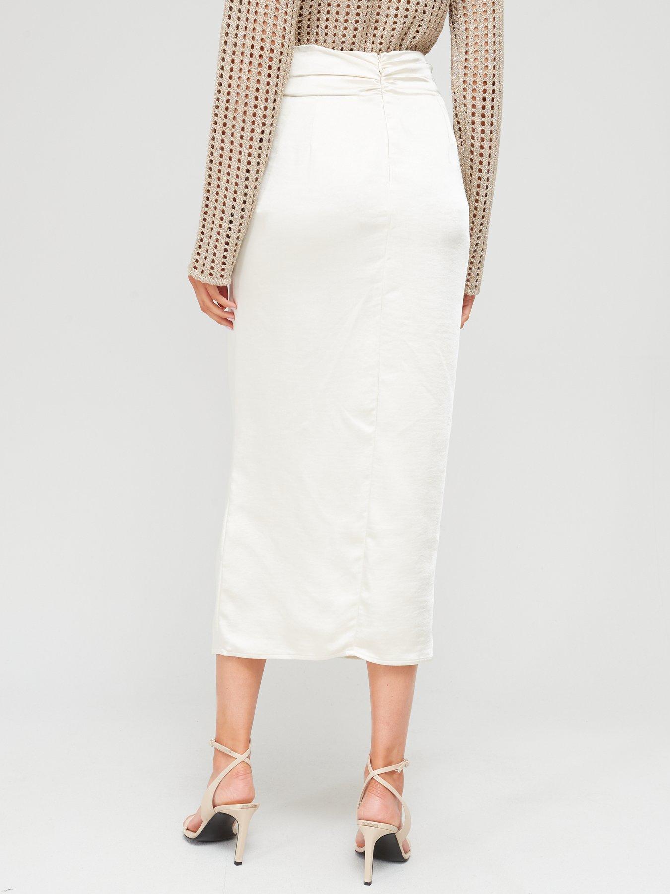 Long white fitted sale skirt