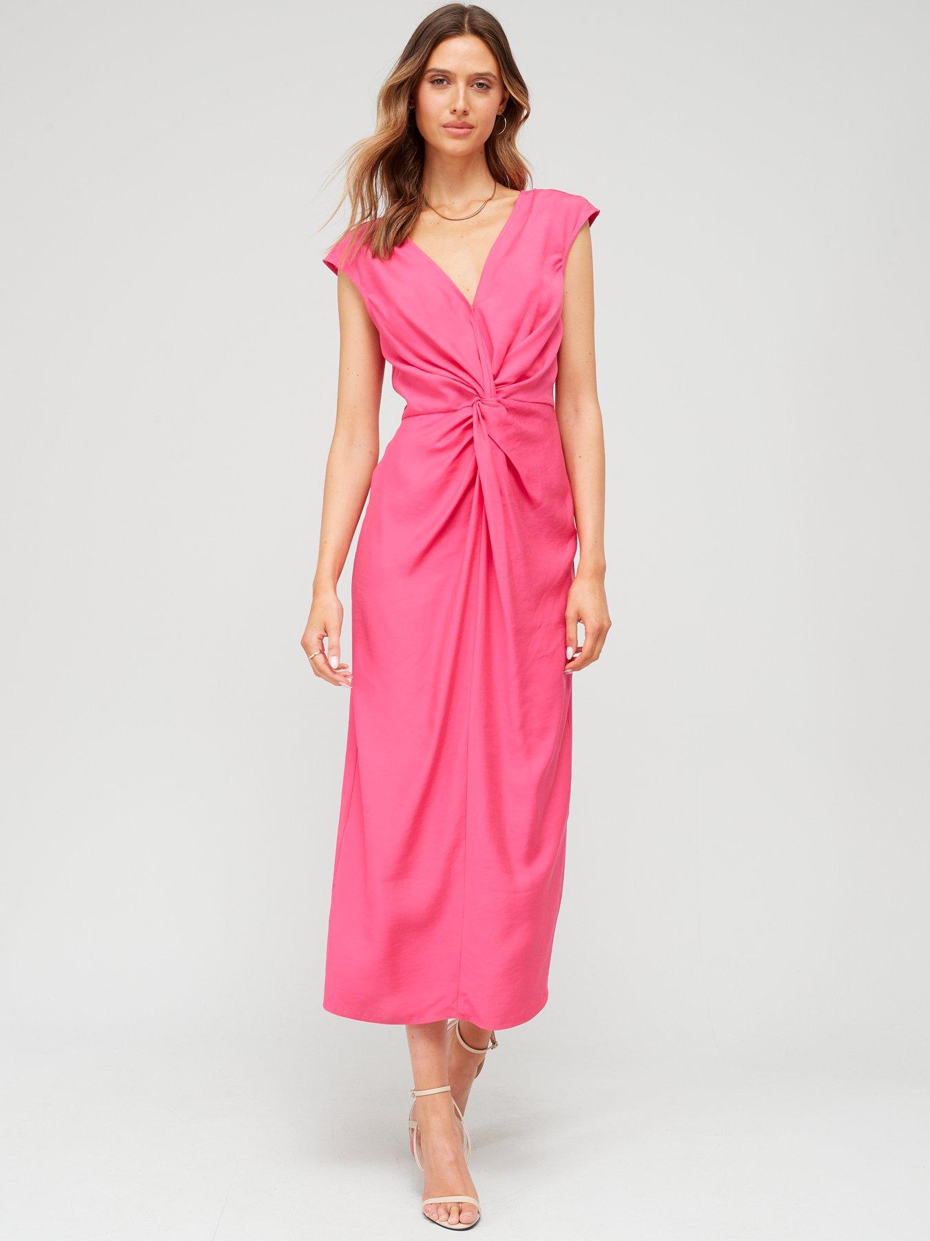 Dusty pink cape hotsell style wrap midi dress