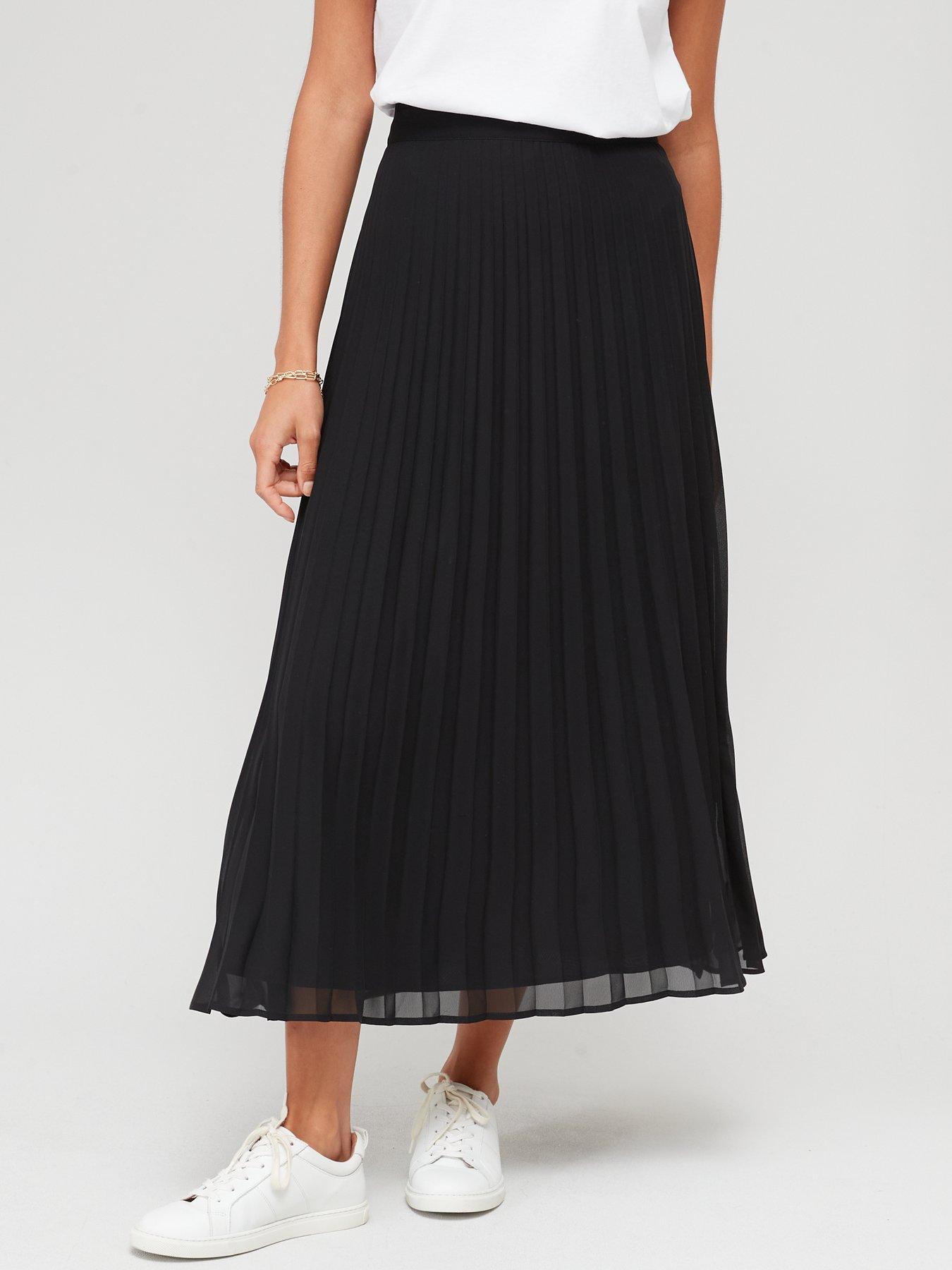 Black pleated midi shop skirt 8 inch