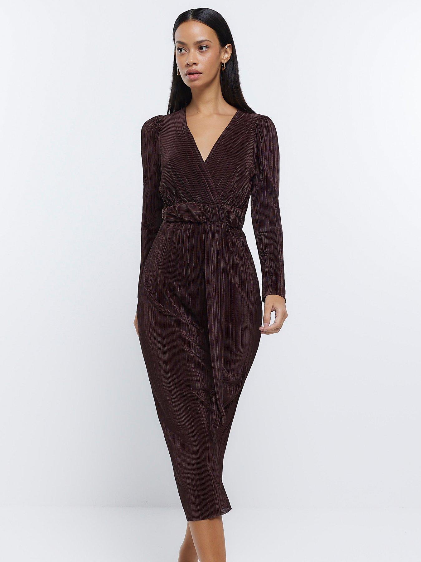 River island velvet 2024 plisse midi dress