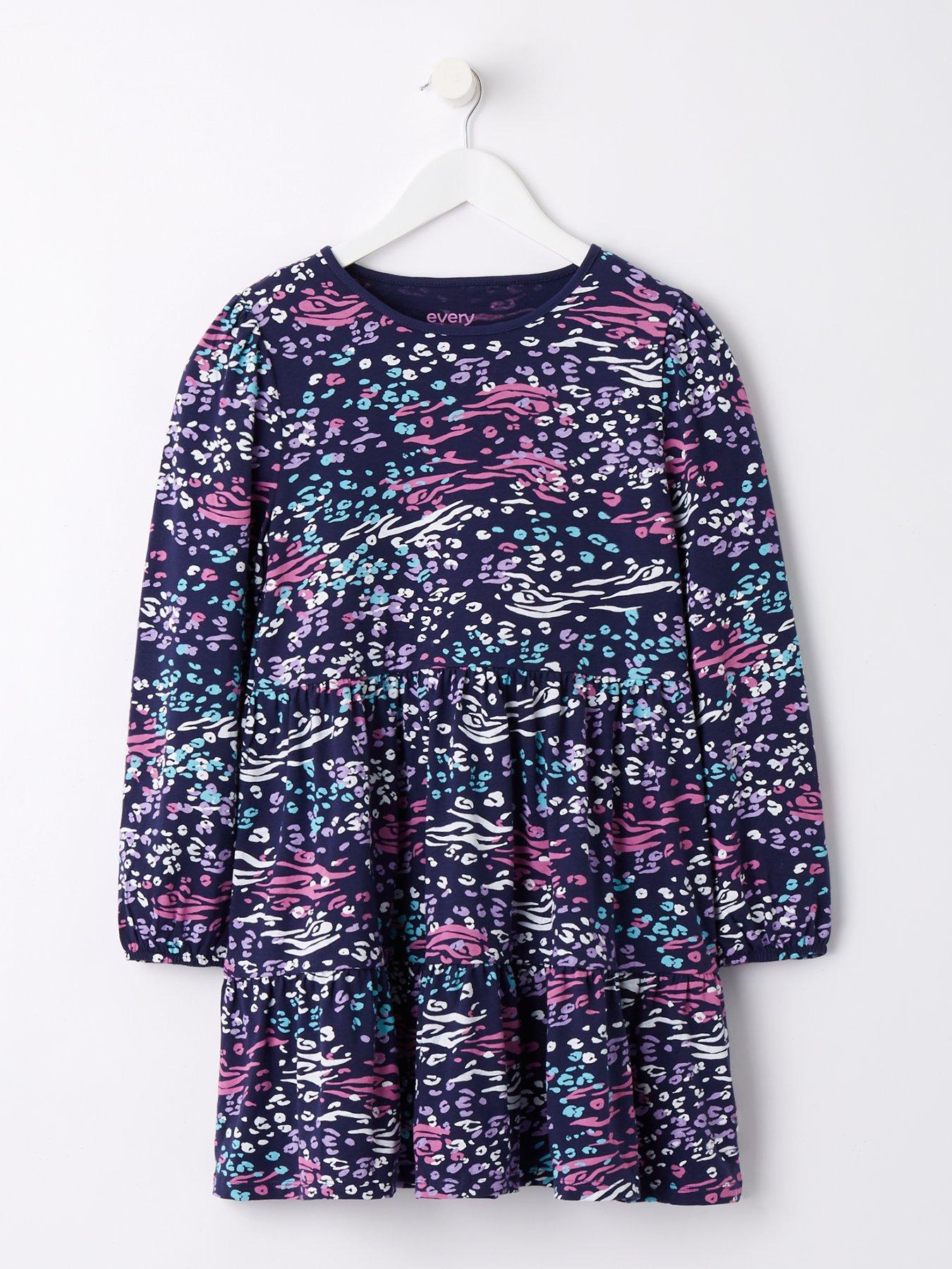 everyday-girls-long-sleeve-tiered-animal-print-dress