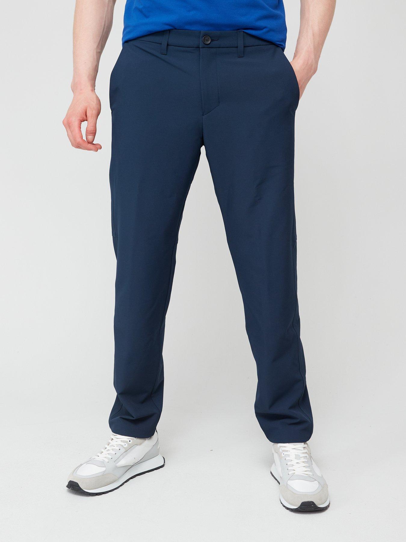 BOSS Pants KANE in jogger style tapered fit with linen in dark blue